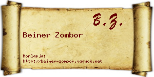 Beiner Zombor névjegykártya